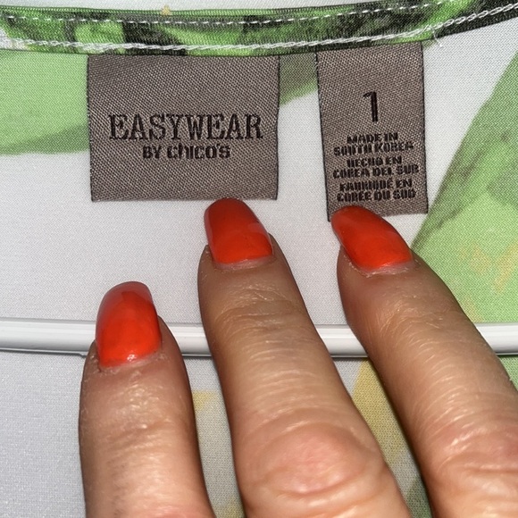 Easywear by Chico's tropical casual 3/4 sleeve blouse Sz 1 (M) - Picture 5 of 11